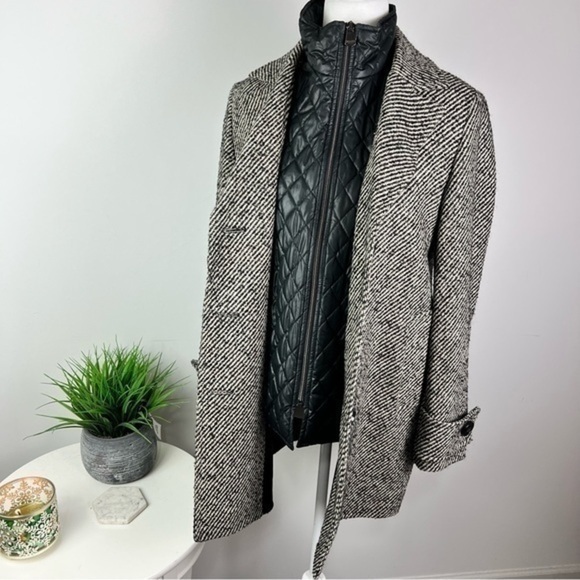 Cinzia Rocca Tweed Wool Coat Women’s 4 Grey Black Zip In Vest Classic - Picture 9 of 12